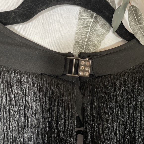 NEW Tadashi Shoji [ 14 ] Felicia Fringe & Lace Blouse Top in‎ Black - Picture 16 of 16
